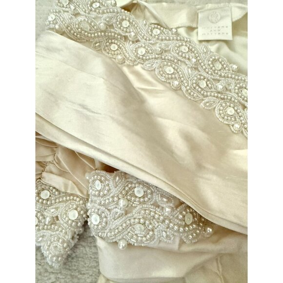 Vintage Watters and Watters Bridal Dress and Veil Set Size 12 Off Shoulder Silk - Picture 3 of 16